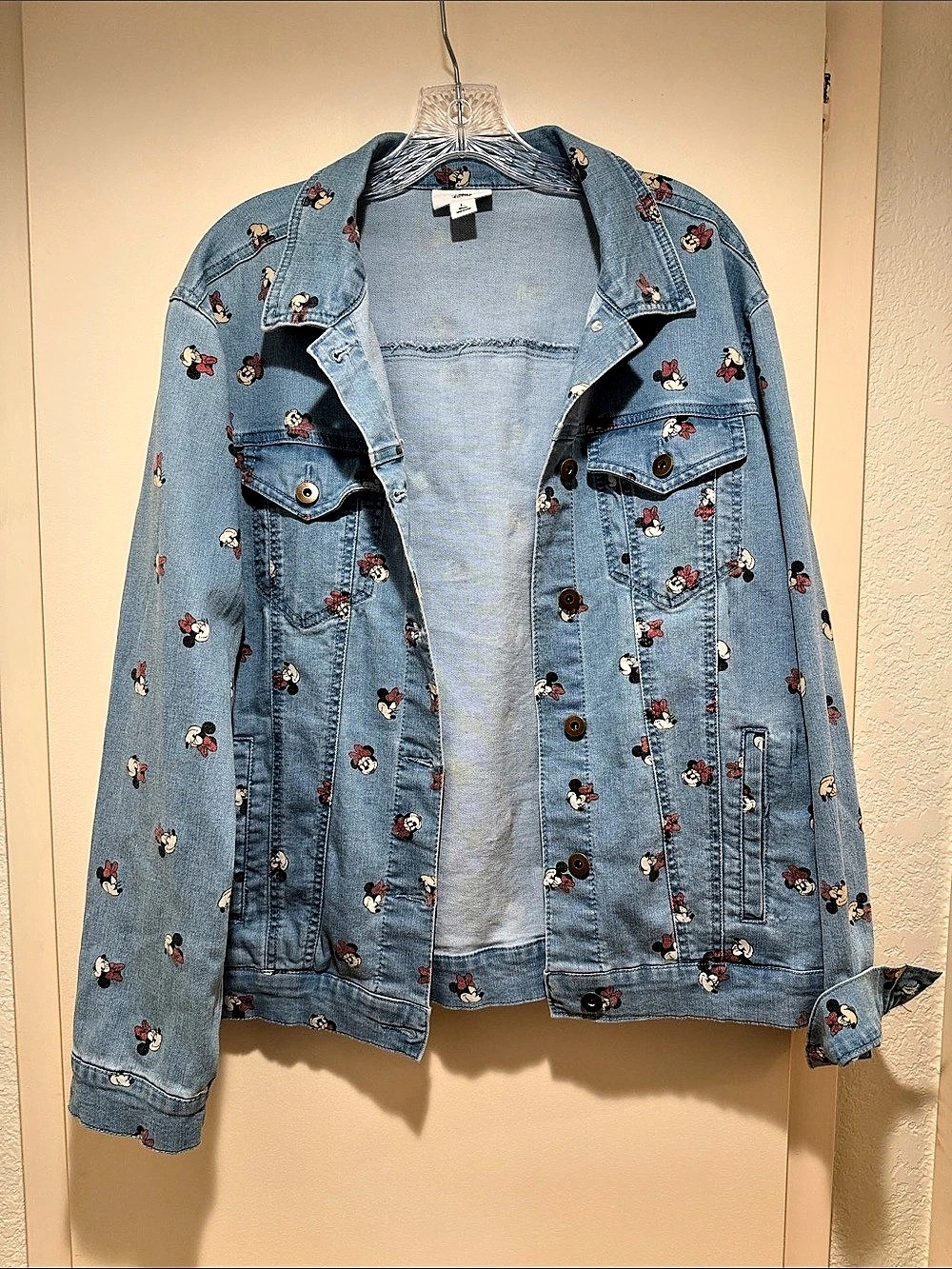 Disney Minnie Mouse All Over Print Denim Jacket Medium